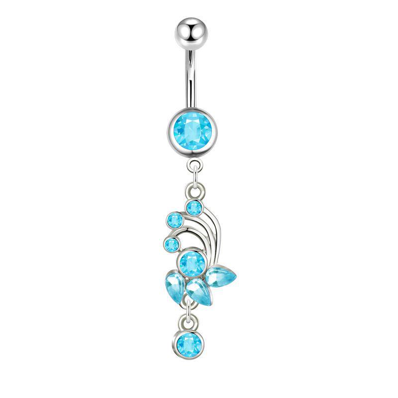 14G Blue Series Stainless Steel Belly Button Ring - Simple, Fashionable, Sexy, Japanese & Korean Style