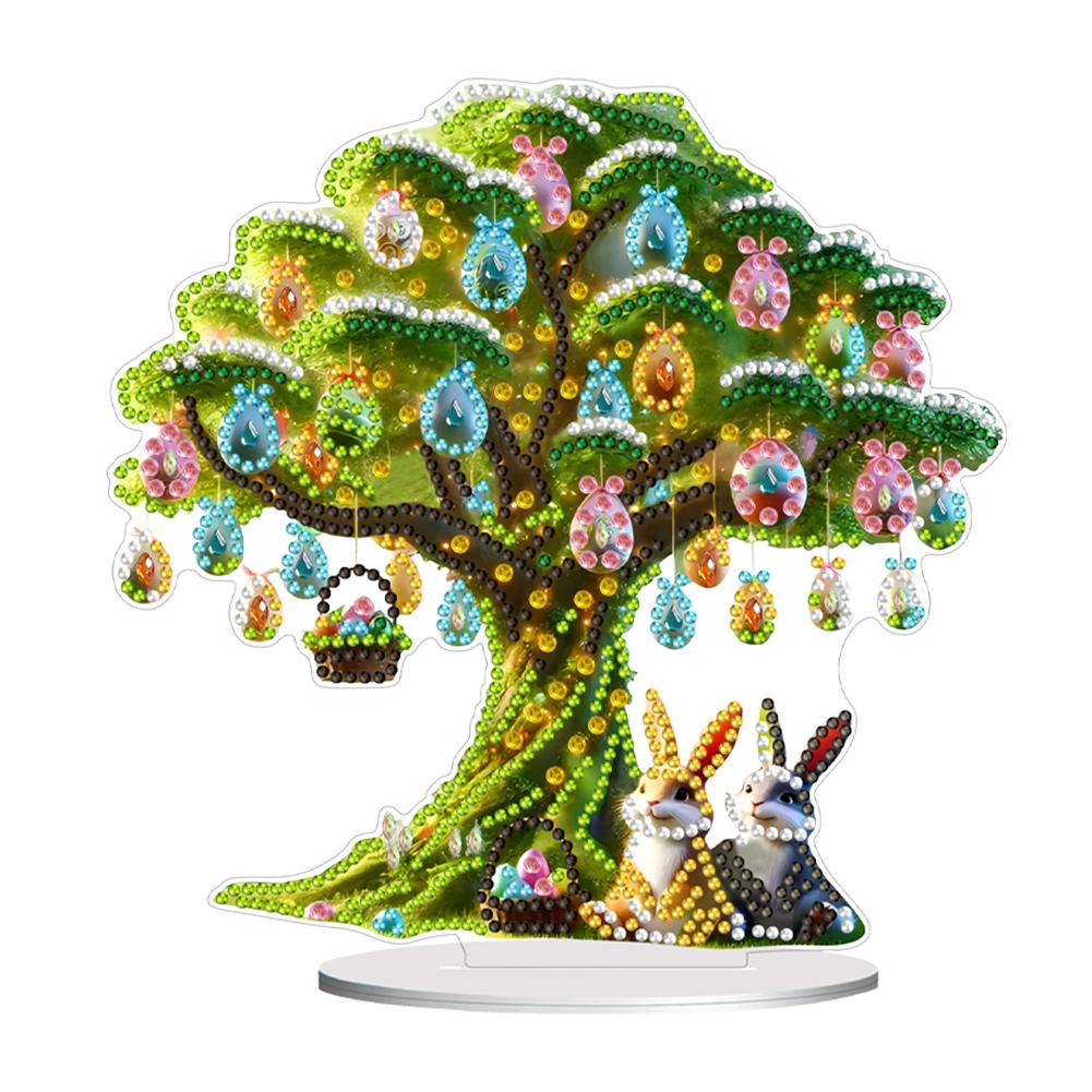 Acrylic Special Shape Easter Egg House Diamond Painting Tabletop Ornaments Kit Rhinestones Desktop Ornaments for Adults Beginner