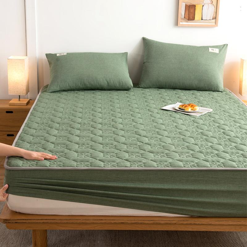 

Cotton padded mattress Class A yarn-dyed cotton and cotton mattress cover Simmons mattress protective cover all-inclusive dust cover Pillowcases 2 universal 48x74cm авокадо