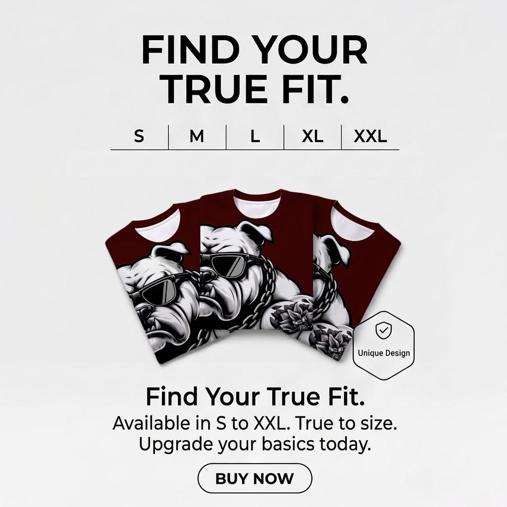 Men's Crew Neck Short Sleeve T-Shirt, Fashion 3D Cool Muscular Tattoo Bulldog With Sunglasses Cigar Graphic Casual Daily Wear Tee
