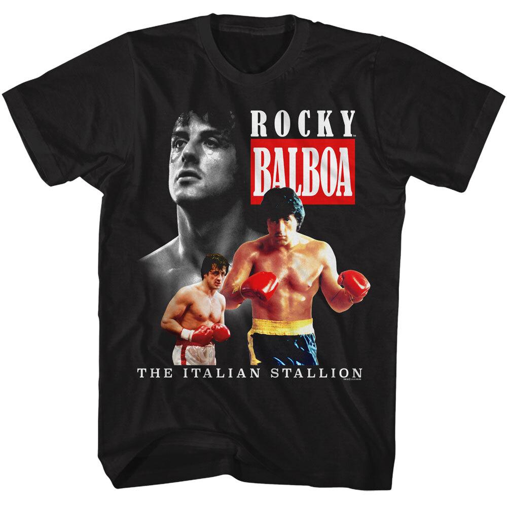 

Rocky Balboa T-Shirt Movie Boxer Italian Stallion Faces New Black Cotton Unisex T-Shirt XXXL