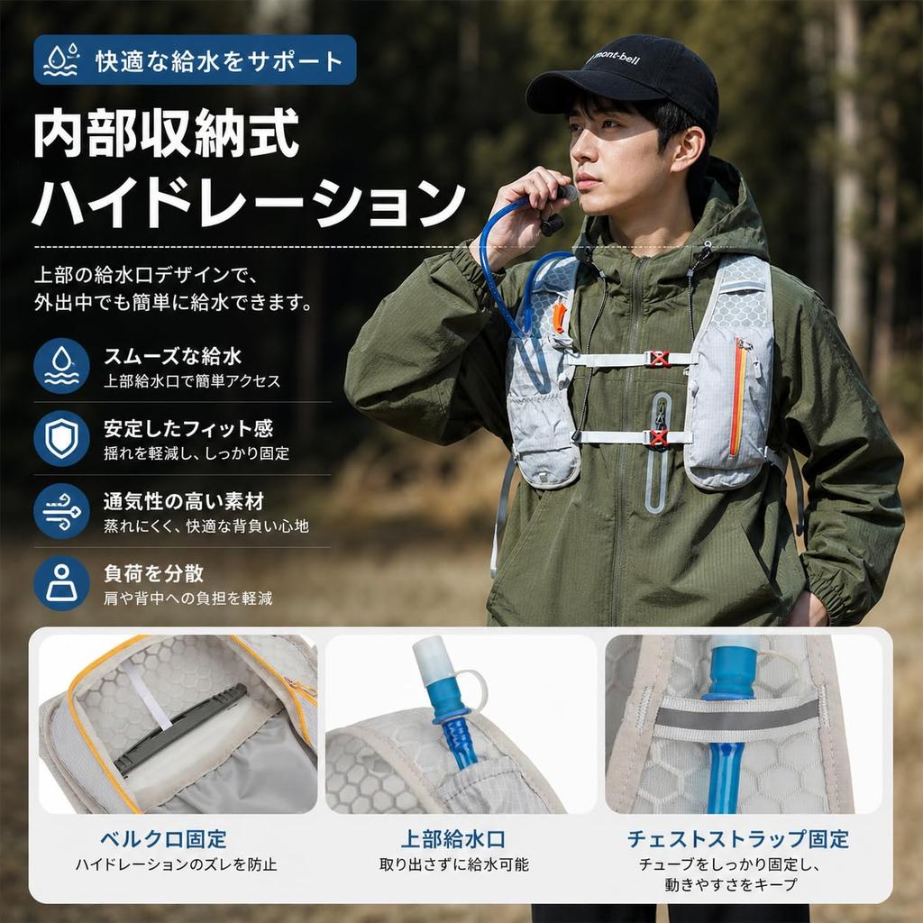 ThaxDirect Running 180g Trail Hydration Reflective Multiple Unisex Backpack, 5L, Ultralight, Stable, Running, Cycling, Vest, Compatible, Breathable,