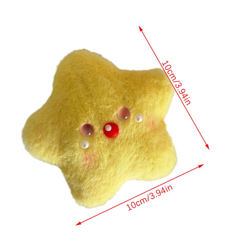 Cute Yellow Stars Plush Doll Squeak Keychain Pendant Soft Stuffed Toys Backpack Charms Girly Bag Hanging Ornaments Friends Gifts
