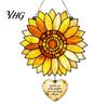 Sunflower Suncatcher for Window Stained Glass Style Pendant, Floral Wall Hanging Art with Metal Artistic Ornament Chain, Acrylic Home Garden