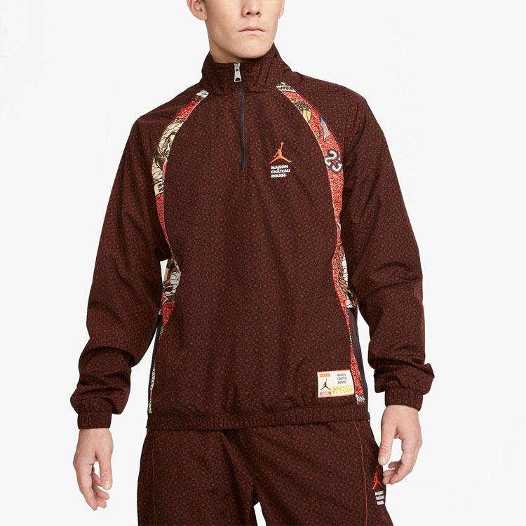 Jordan X Maison Chateau Rouge Printed Patchwork Half-Zip Stand Collar Jacket Men Jackets Light-Tan DO4162-226