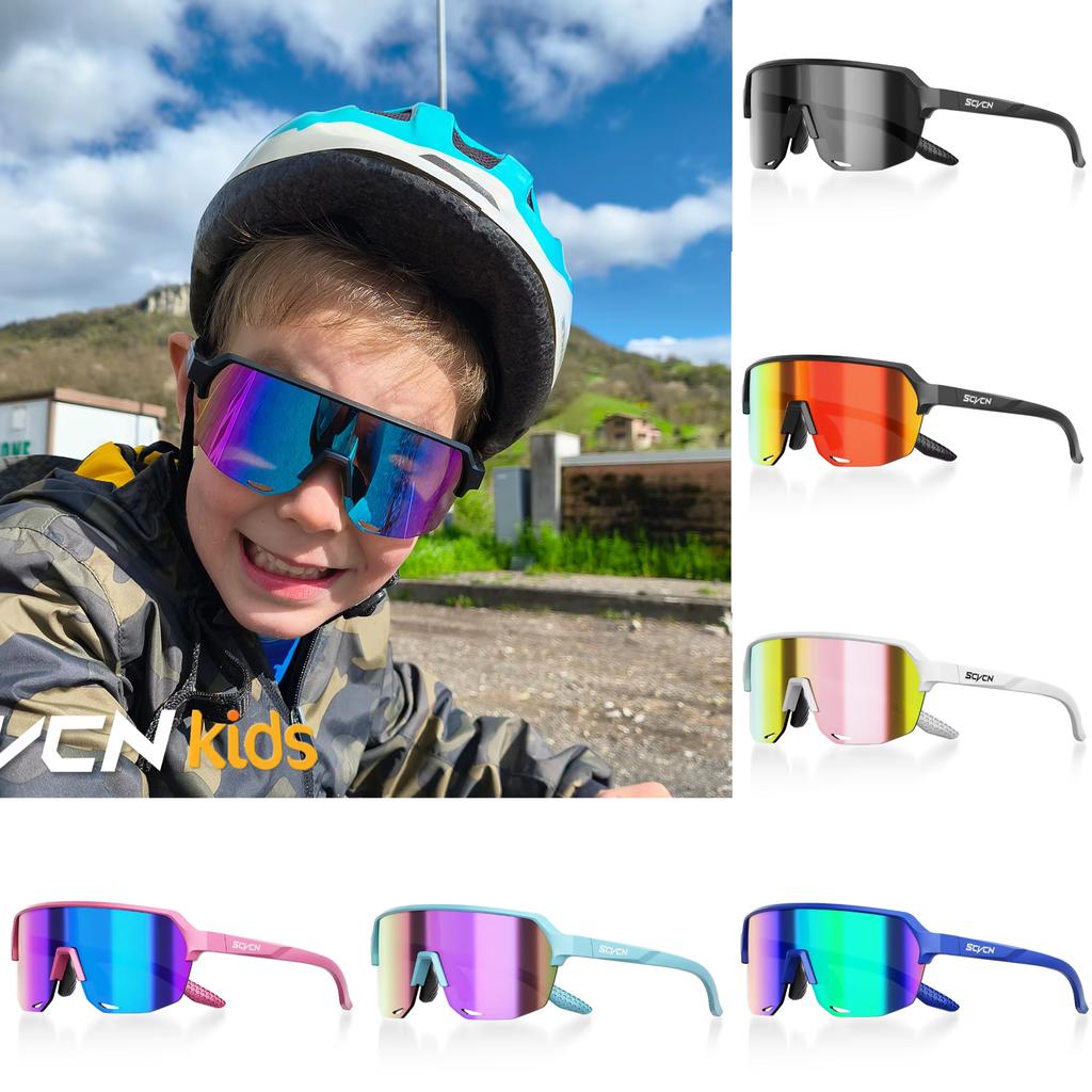 SCVCN Girls Sunglasses Kids Sports Baseball Cycling MTB Skating Glasses Bicycle UV400 Child Goggles Boys Outdoor Bike Eyewear