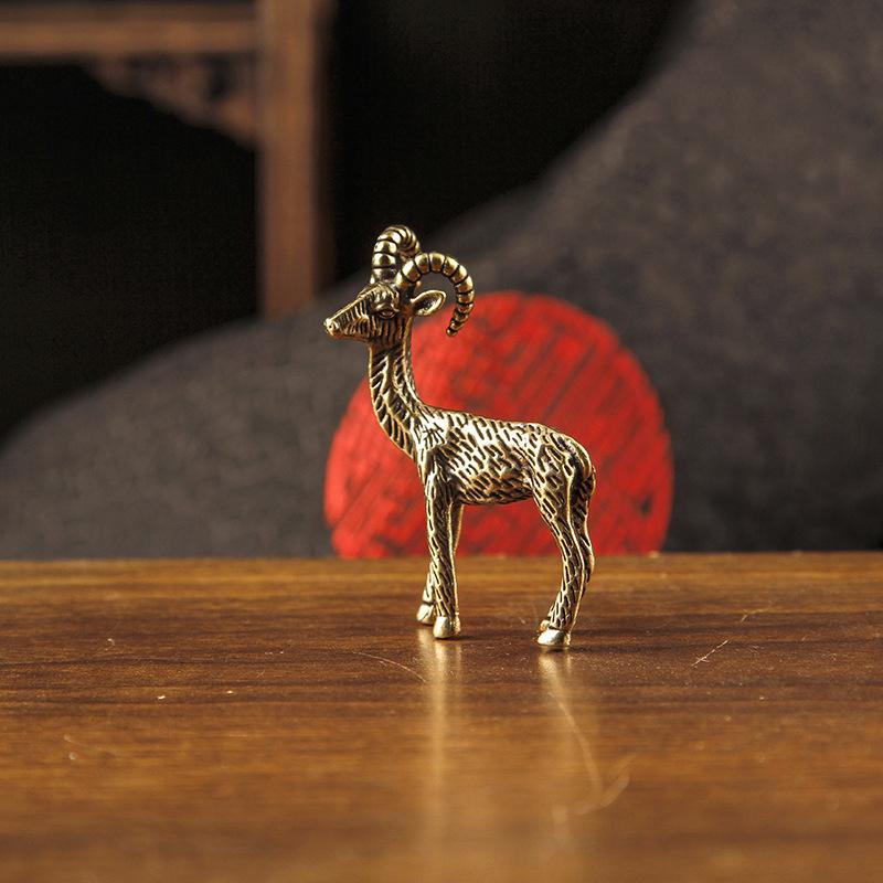 Collectible Solid Brass Zodiac Sheep Statue Auspicious Tabletop Ornament for Office Desktop Decor Unique Gift for Fengshui Enthusiasts