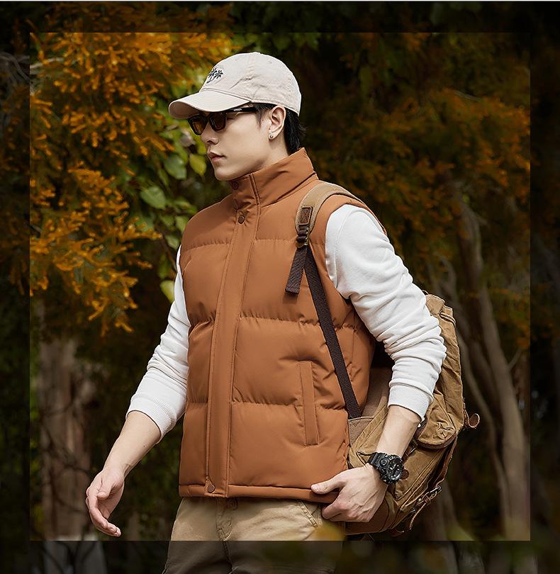 Unisex Thickened Cotton Vest for Autumn/Winter - Warm Stand Collar, Sleeveless, Plus Size, Solid Color, Casual Jacket.