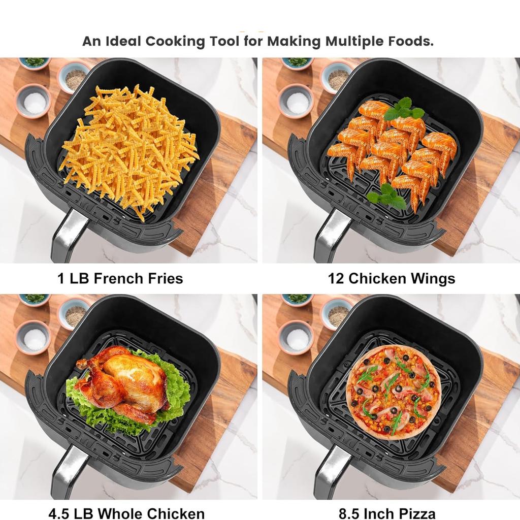 7,3 Zoll Quadratische Schale 4QT Heißluftfritteuse Ersatz Grillplatte Pfannen Antihaft Geeignet für Gesünderes Kochen Pizza Gemüse