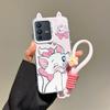 KEYSION Cute Ear Cartoon Case for VIVO V23 5G with Lanyard Soft Silicone+PC Shockproof Phone Back Cover for VIVO V23 5G