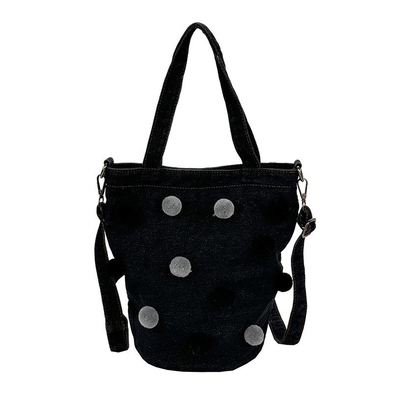 

Сумка Большой Вместимости Для Поездок Денимная Сумка-Ведро Женская Сумка Через Плечо чёрный