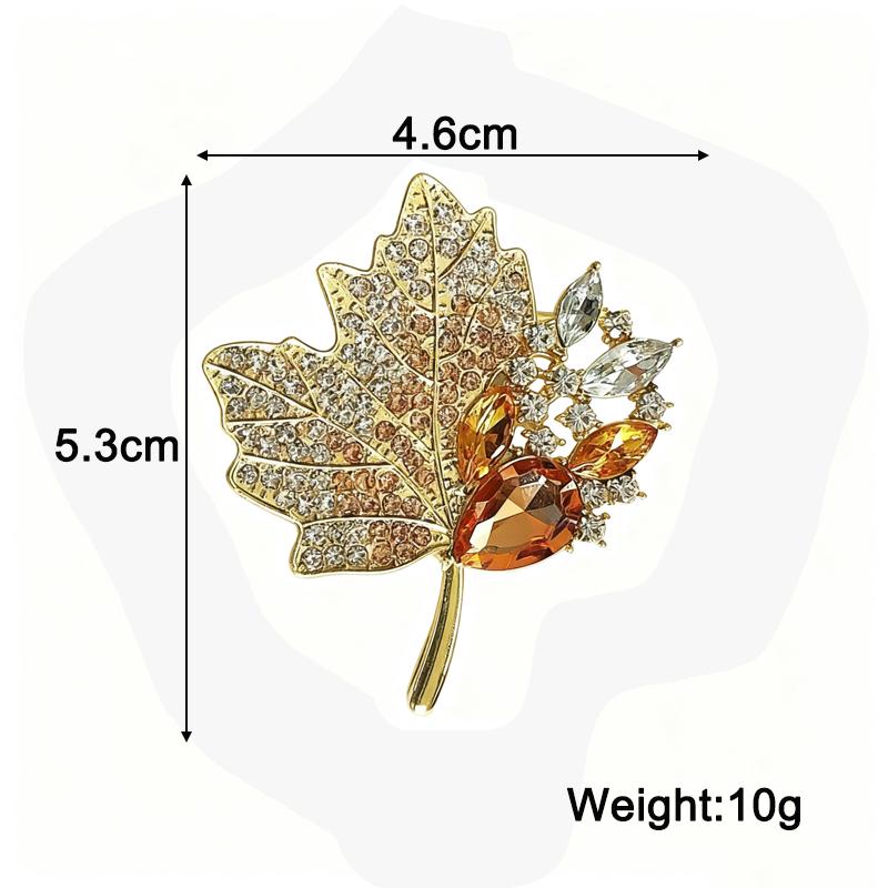 New Yellow Maple Leaves Full Crystal Rhinestone Brooch Pins Party Wedding Girl Friend Christmas Gifts
