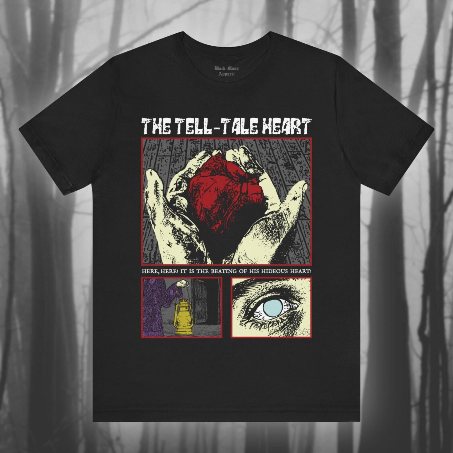 The Tell-Tale Heart, Gothic Shirt, Horror T-Shirt, Classic Literature T-Shirt, Goth Fashion, Bookworm, Creepy Art, Literature Unisex Tee XL