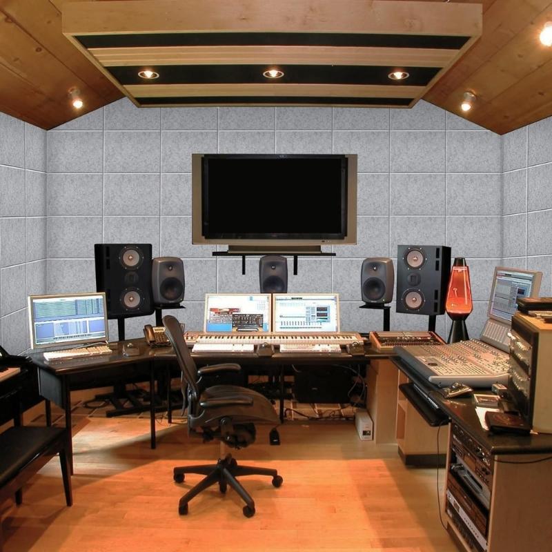 Set of 12 Acoustics Foam Wall Tiles Rectangular Foam Panel Polyester Fiber Wall Panels for Quiet Study Spaces Libraries