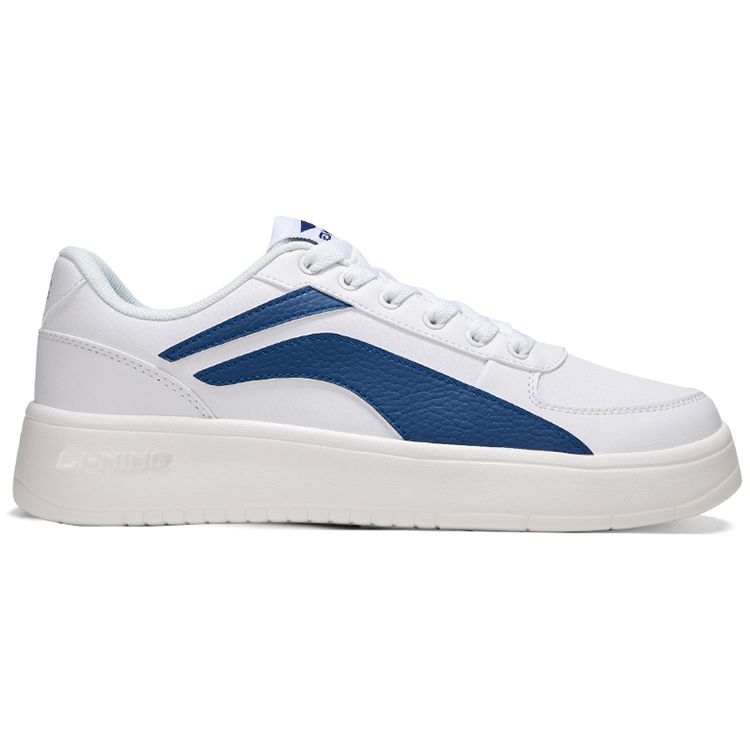 Li Ning Synthetic Leather Slip Resistant Durable Lightweight Low Top Skate Shoes Men Sneakers White Blue AGCP335-6
