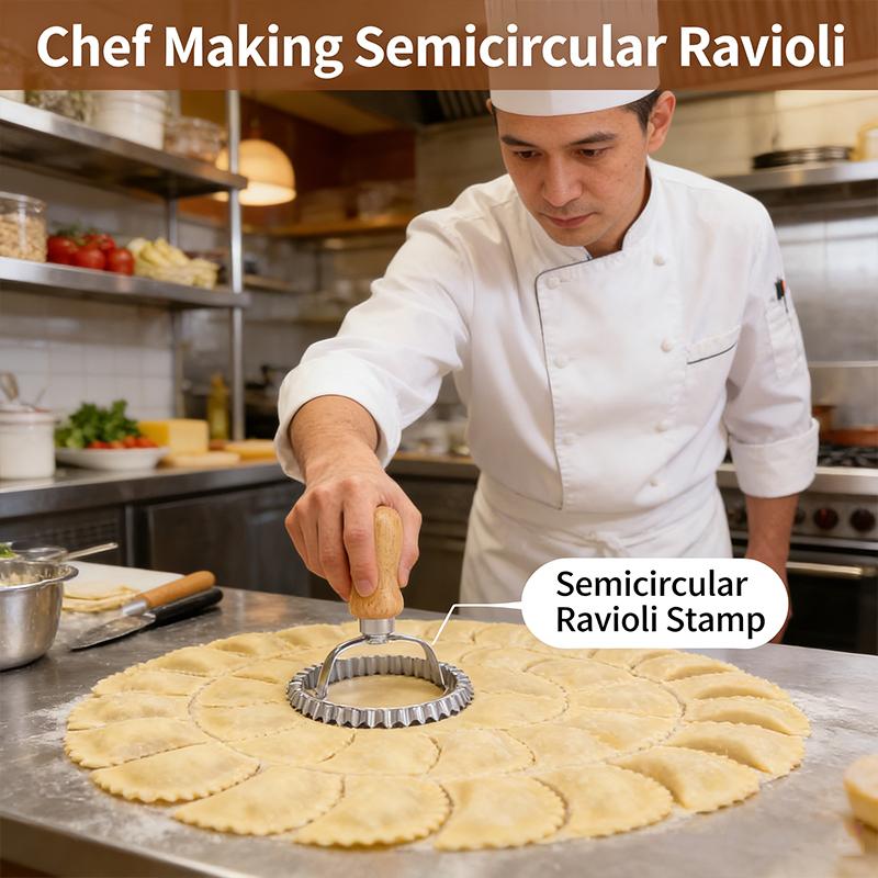 Edelstahl Keksausstecher Set Nudelpresse Küchenaufsatz-Set Ravioli-Herstellerform Werkzeug Ravioli-Stempelset Teigrad-Set