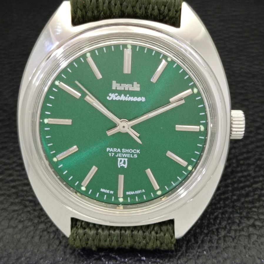 AUTHENTIC HMT INDIAN HAND-WINDING GREEN DIAL WRIST WATCH A426480-2