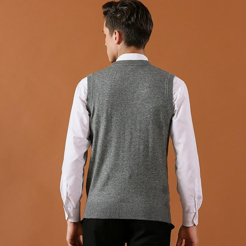 Herbst- und Winterweste Herren V-Ausschnitt Knopf Strickjacke Gestrickte Weste Einfarbig Pullover Herrenweste Strickjacke