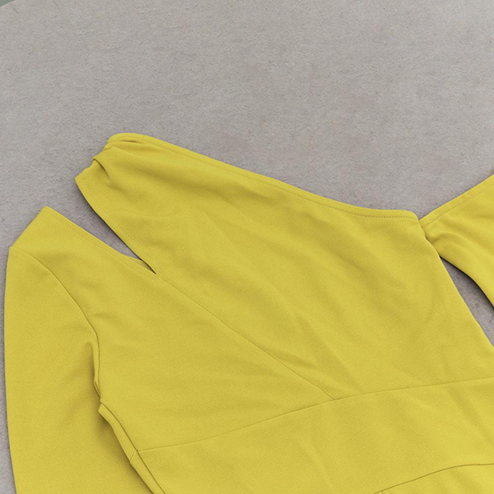 Elegant Women's One-Shoulder Slim Fit Evening Gown - Sexy Backless Long-Sleeve Dress