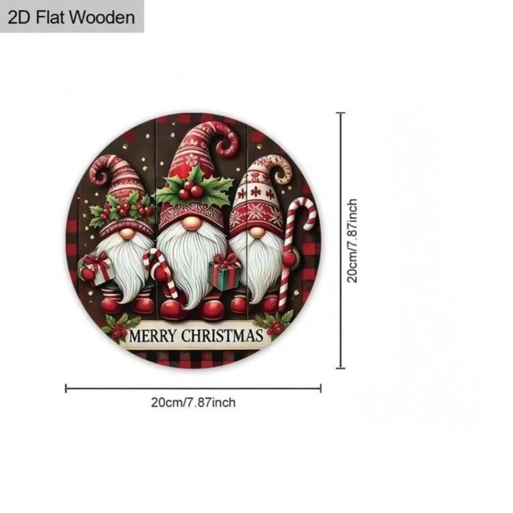 Festive Xmas Gnome Door Hanger Sign, Holiday Porch & Balcony Tin Art, Durable Metal Ornament for Indoor Outdoor Home Decor