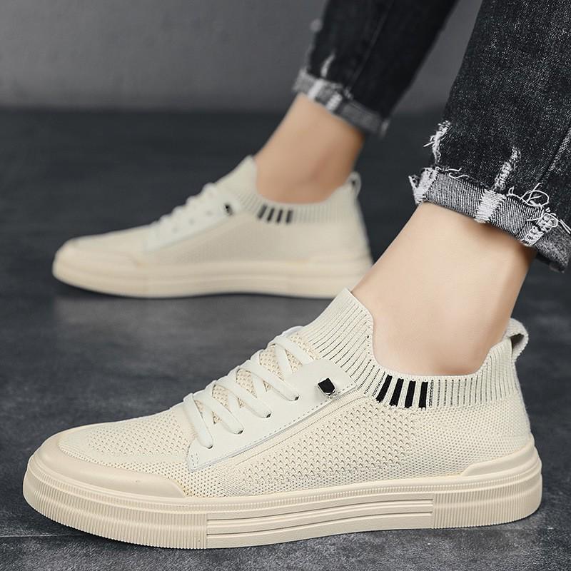 Men's Summer Breathable Knitted Flat Shoes - Lightweight, Soft Sole, Casual Sports Mesh Sneakers