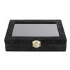 ABWR-5X Velvet Glass Ring Earring Jewelry Display Organizer Box Tray Holder Storage Case, Black