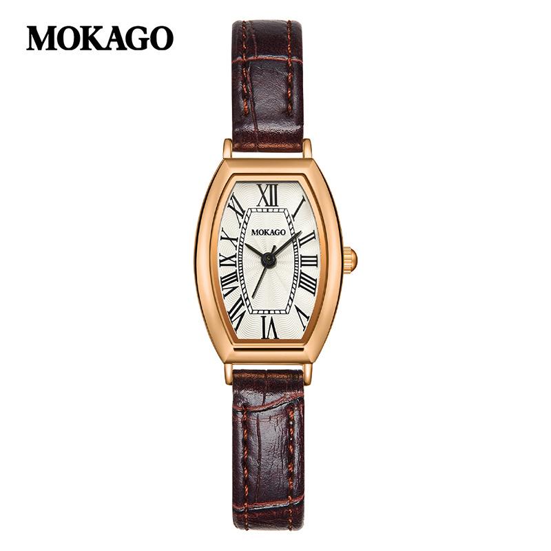 Женские кварцевые наручные часы MOKAGO в ретро-стиле, бочкообразной формы