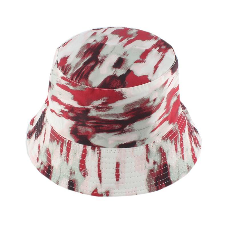 Unisex Wide Brim Cotton Blend Bucket Hat With Tie-Dye Gradient Camo Print Streetwear Winter
