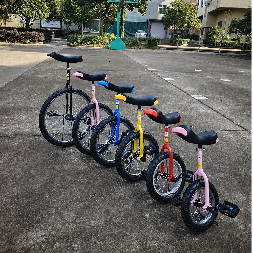 Height-Adjustable Single Wheel Unicycle with Steel Rim and Pedals