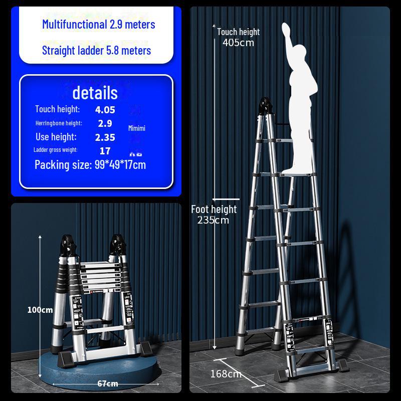 Multifunktionale Teleskop-Klappleiter aus Edelstahl