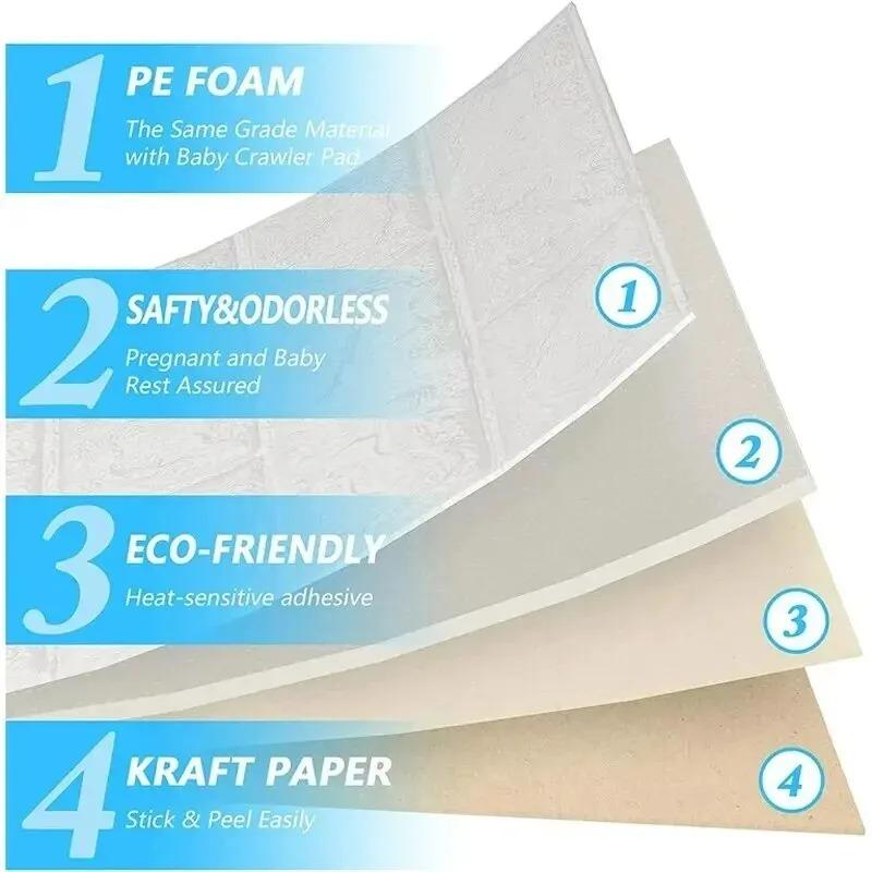 70cm*1/2/3/5/10m 3D Self-Adhesive Wallpaper DIY Waterproof Brick Wall Stickers Living Room Bedroom Wall Stickers Home Decoration