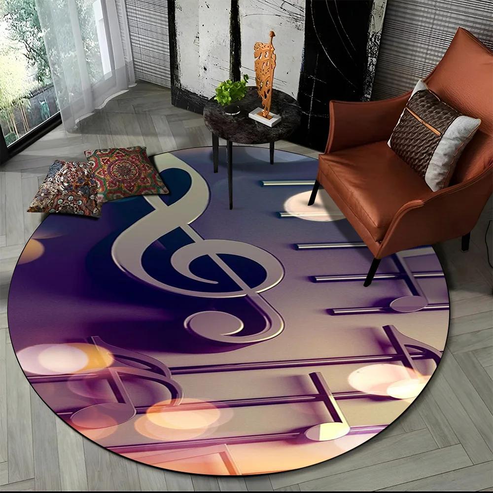 3D Musical Note Piano Art Round Carpet Rug for Living Room Bedroom Child Playroom Chair Decor,Pet Area Rug Non slip Floor Mat