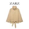 Womens Lightweight Trench Coat - Casual Chic Short Double-Breasted Wool-Blend Jacket With Lapel Collar Regular Fit Khaki