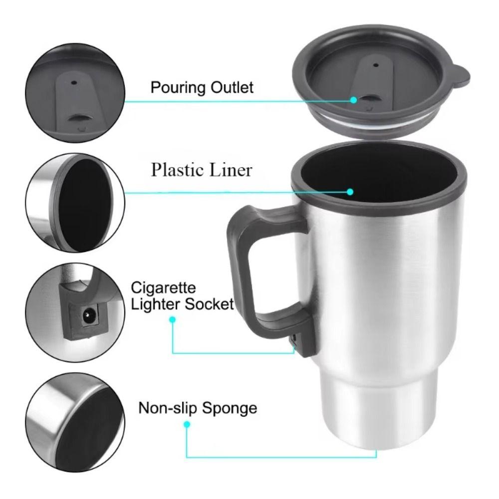 Quick-Heat Car Electric Kettle 12V Travel Heated Thermal Mug Anti-scald Car Water Warmer  Camping