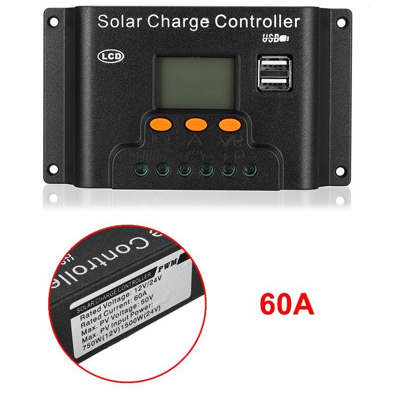 50/60A PWM 2x USB Solar Panel Auto Battery Regulator Charger Charge Controller