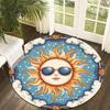 Sun Cartoon Style Theme Flannel-printed round floor mats are slip-resistant Suitable living room bedroom terrace garden carpets