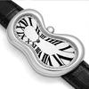 Vintage Roman Numeral Men's Quartz Watch with Irregular Twist Design and Leather Strap
