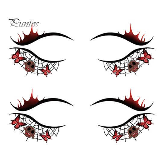 Cosmetic Transfers for Adults 2 Pairs Halloween Eye Tattoo Stickers, Waterproof Temporary Face Decals with Ghostly Decorations Pumpkin Bat Spider Web,