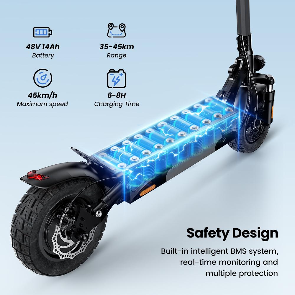 iScooter Electric Scooter 45km/h Max Speed 1000W Motor 14Ah 10 Inch Off Road Tire With Suspension Escooters