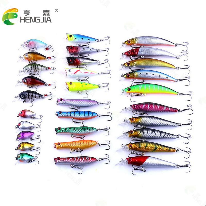 HENGJIA Minnow Fishing Lure Set 30pcs Assorted Sizes Soft Bait Bass Pike Walleye Freshwater Saltwater