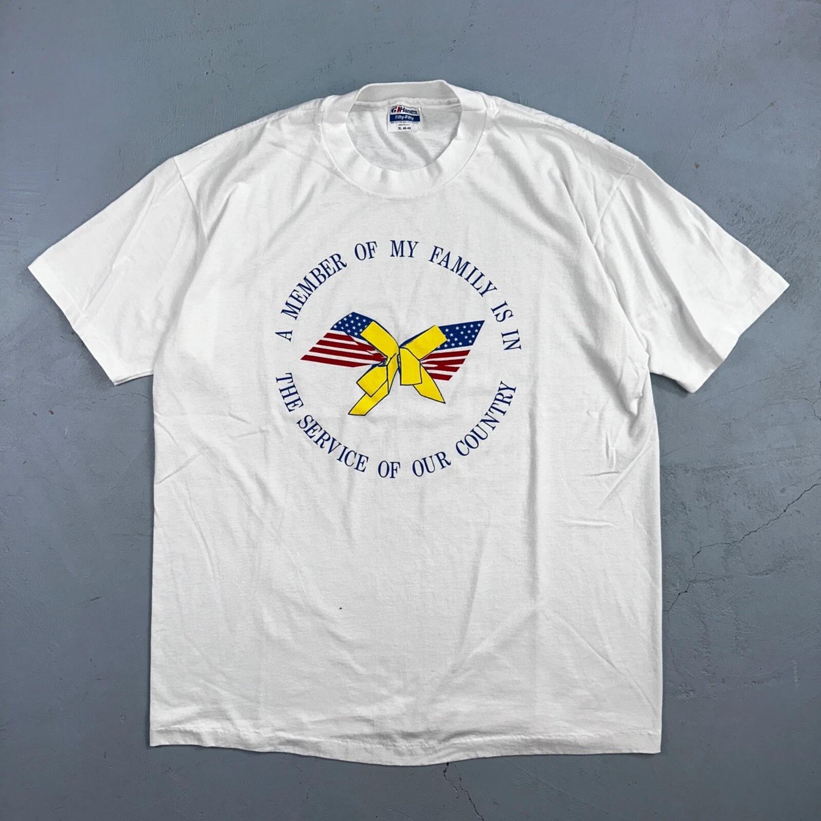 Support Our Troops VTG T Shirt Hanes Single Stitch Desert Storm Army Love USA L