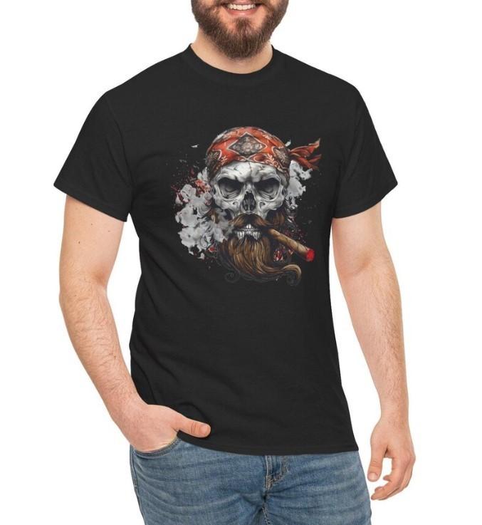 Smoking Biker Skull Tshirt Cigar Smoker Skull Shirt Biker Smoking T-shirt S