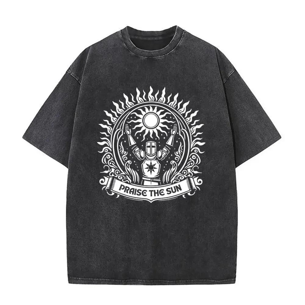 Prané Vintage Herní Dark Souls Merch Tričko Pánské Dámské Retro Gotické Rockové Trička Pánské Punkové Oversized Tričko