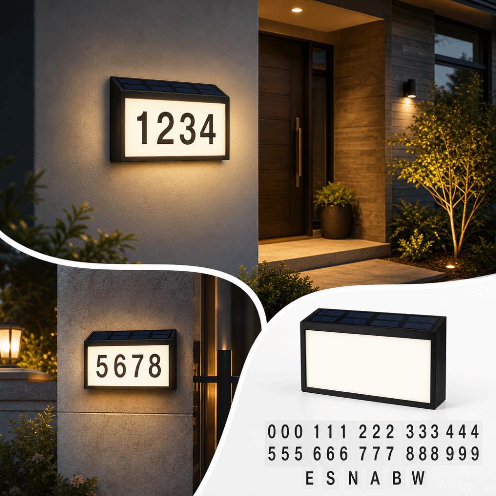 Soft Uniform LED Glow Solar LED Address Plaque Light Solar-Powered LED Light Entrance Wall