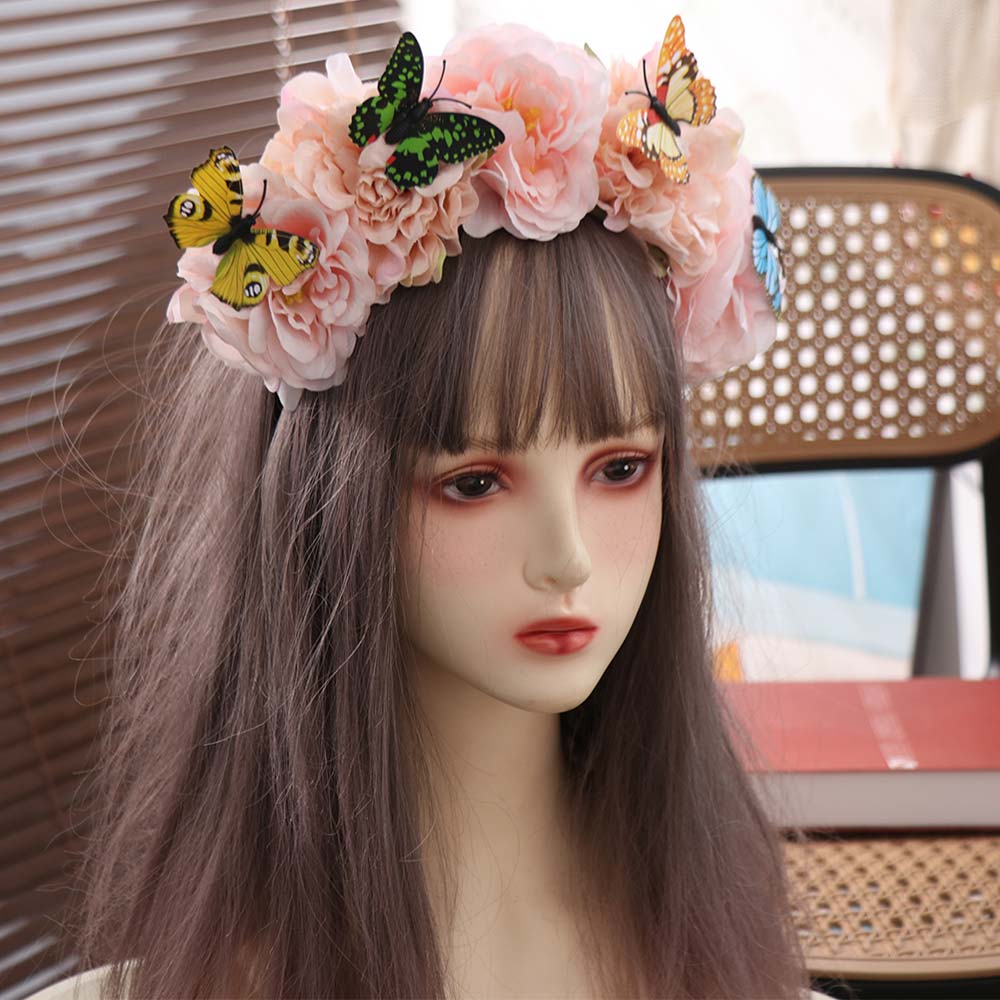 Butterfly Headdress Floral Crown Hair Hoop Cosplay Fairy Headband  Bride Hair Accessorie