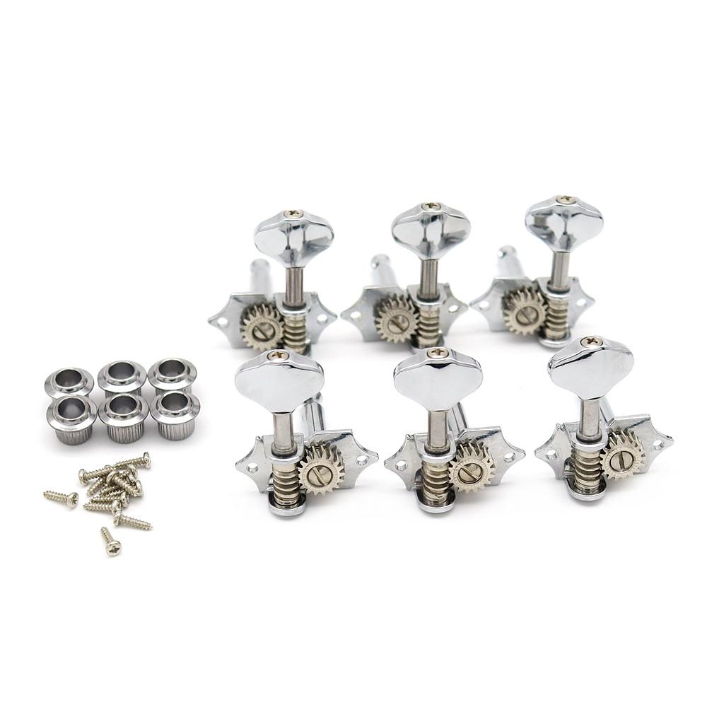 6 Leftright Vintage Guitar Machine Heads Tuners Open Style Guitar Tuning Pegs For St Lp Sq Guitar Silvergold(Type 1)
