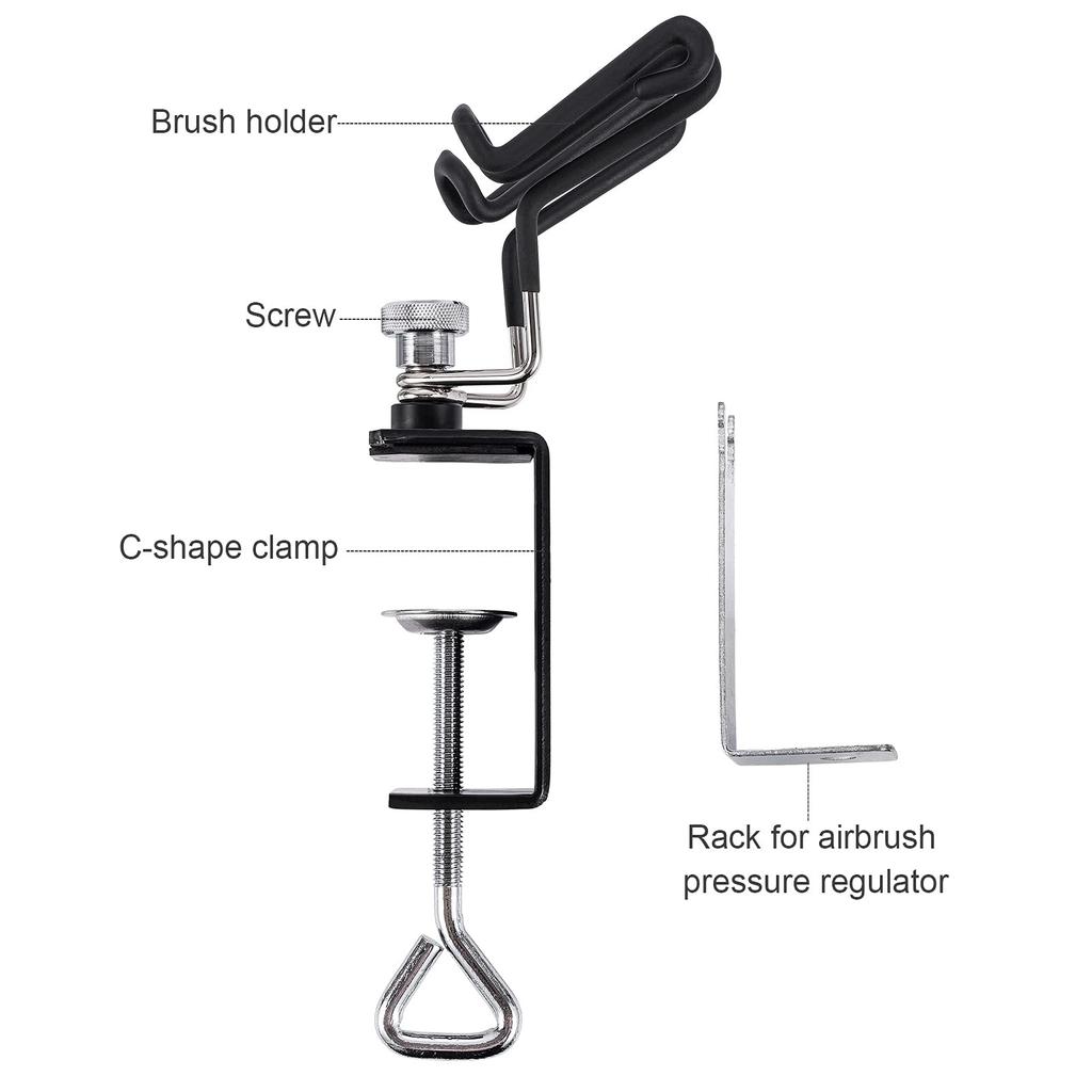 Universal Airbrush Holder Stand, Airbrush Rack Tool, 2 Brush Holder Clamp-on Table Stand, Airbrush Holder Stand Only