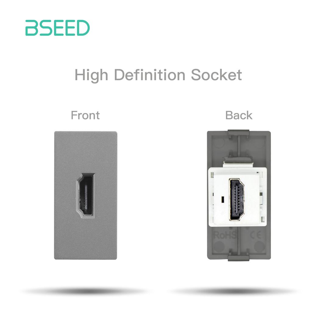 BSEED EU Standard Glass Frames TV ST CAT5/6 RJ45 HDMI USB Wall Socket Parts 1/2/3Gang Light Button Switches Free Combination