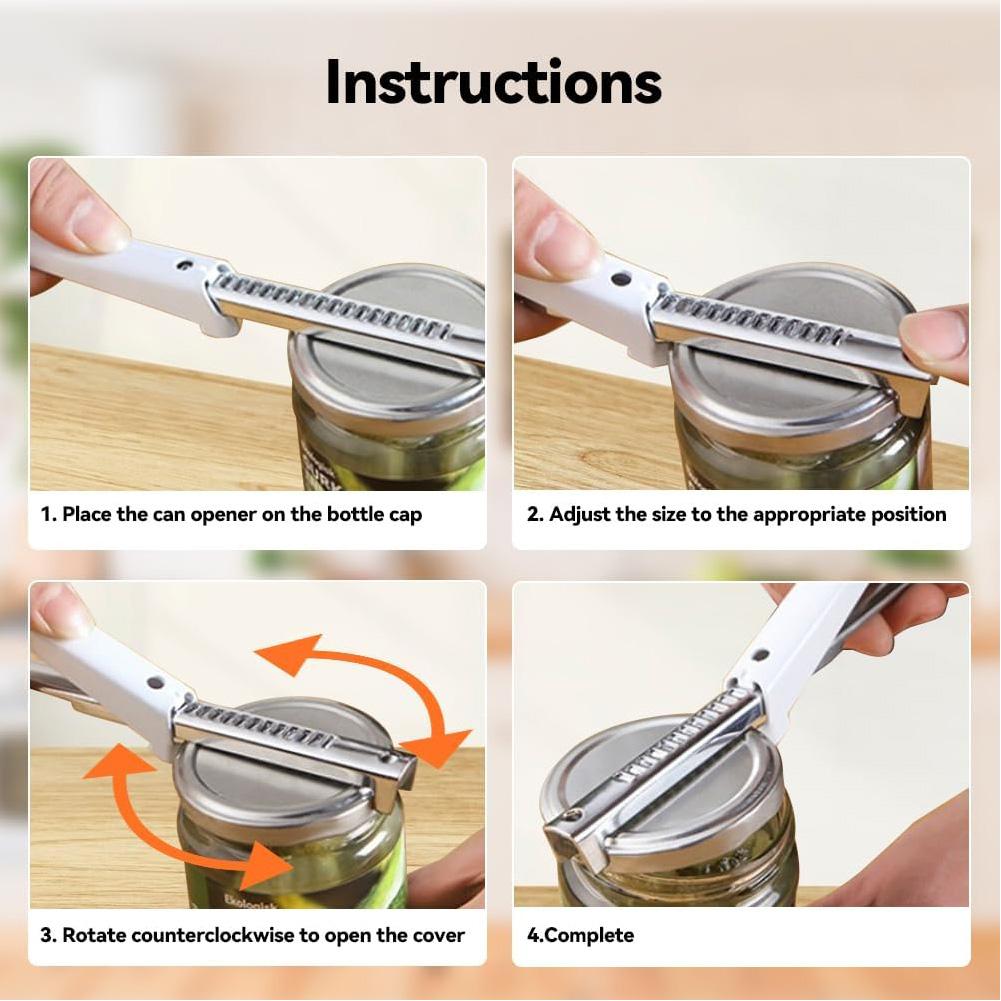 Stainless Steel Can Opener Adjustable Bottle Opener Multifunctional Bottle Cap Opener for Weak Hands Kitchen Gadgets