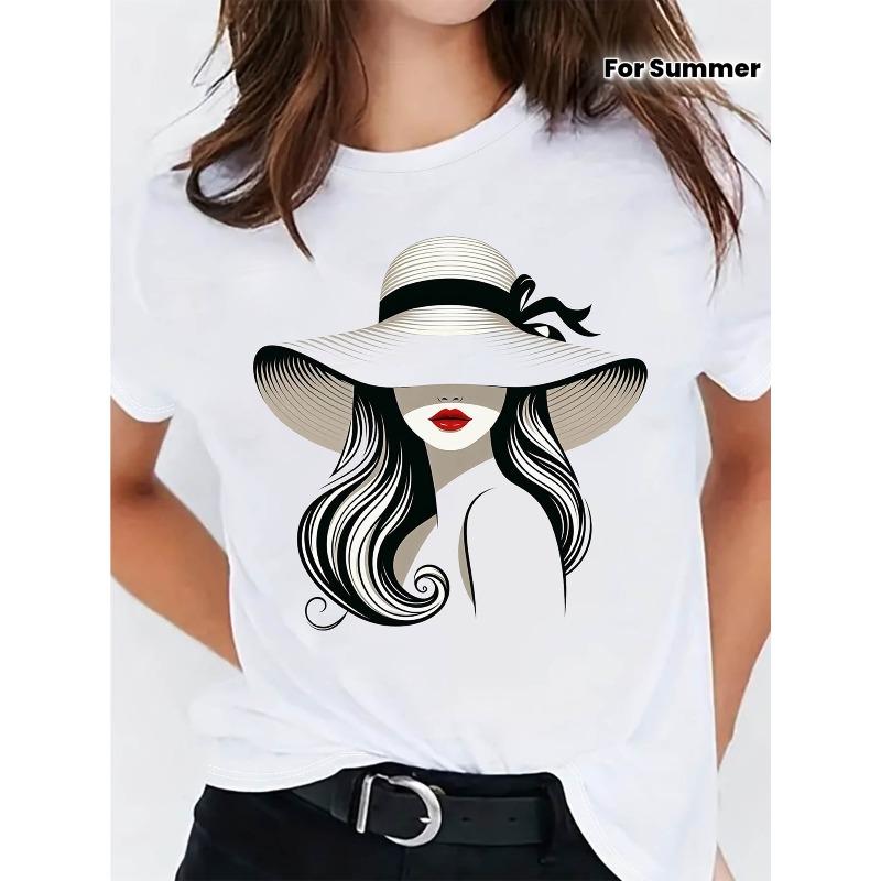 

Women s Casual Short Sleeve Crew Neck T-Shirt - Elegant Silhouette Medium Stretch Breathable Fabric, , Ladies T Shirts, Stylish Graphic Tee S белый